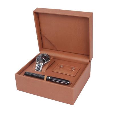 China Jewelry Store Display Or Home Dressing Table Brownish Yellow Black Watches Pencil Multifunction Earrings 3 Uses Jewelry Box for sale