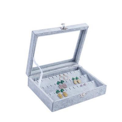 China Custom Made Storage Flannel High Quality Soft Velvet Small Earrings Organizer Jewelry Box for sale