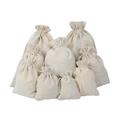 China Cotton Burlap and Jute Cotton Drawstring Gift Bags Jewelry Drawstring Bag Birthday Wedding Party Candy Burlap Gift Pouch for sale