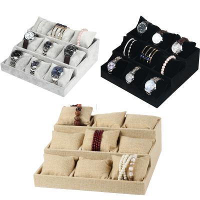 China Assemblable High Quality Durable Using Various Velvet 9 Mini Pillows Watch Display Stand for sale