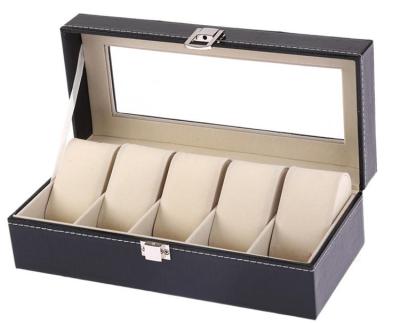 China Good Quality 5 Grids Luxury Hot Selling Custom Leather Watch Box Boxes For Watches for sale