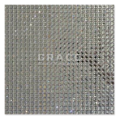 China Hotel Null Mosaic Glass Tile Dark Mirror Prism Gray Stairs Crystal Home Decor Exterior Wall Tiles for sale