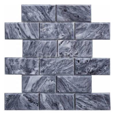 China Hotel Null Could Gray Black Marble Stone Tile Strip Shape Mosaic Tiles For Bathroom And Kichen Backsplash for sale