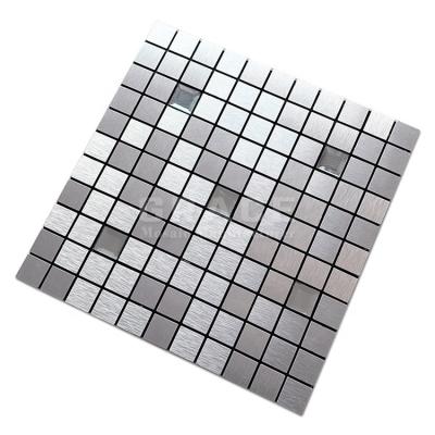 China 25x25 Null Silver Aluminum Composite Panel Brushed Metal Mosaic Tile for sale