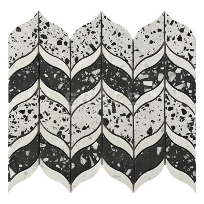 China Black And White Blank Sheet Terrazzo Stone Mosaic Bathroom Wall Tile Combined Sticker Tiles for sale