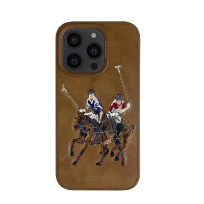 China POLO Jockey Leather Embroidery Shockproof Case for iPhone 14 Cover for sale