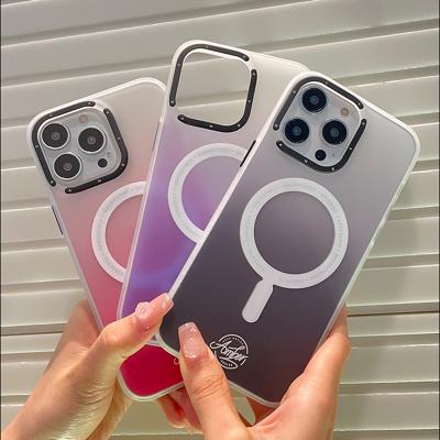 China Amber Gradient Silicone Shockproof Magnetic Shockproof Case for iPhone 14 for sale