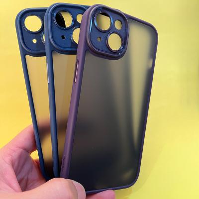 China Shockproof Frosted Drop Resistant Precision Camera Hole Semi-Transparent Case with Lanyard Hole for iPhone 14 for sale