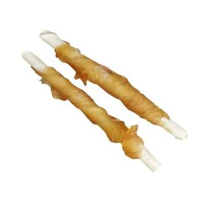 China Viable Crystal Dog Food Chicken Wrap Rawhide Twist Pet Treats Snack for sale