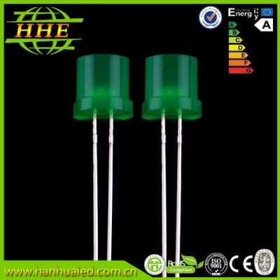 China Flache hellgrüne ausstrahlende Diode 5mm 520nm - 525nm Farbe LED der Spitze ultra zu verkaufen