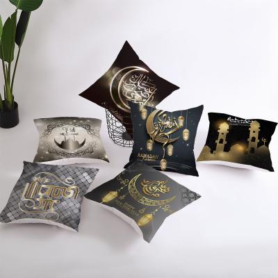 China New Anti-static Gray Silver Gray Decorative Ramadan Pillow Cover Office Cushion Cover Living Room Sofa Pillow Cover Border for sale