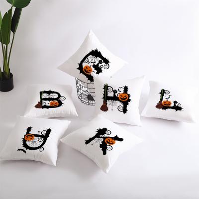 China Halloween Anti-static Letters New Border Pillow Cover Office Cushion Cover Living Room Sofa Decoration Pillow Cover for sale