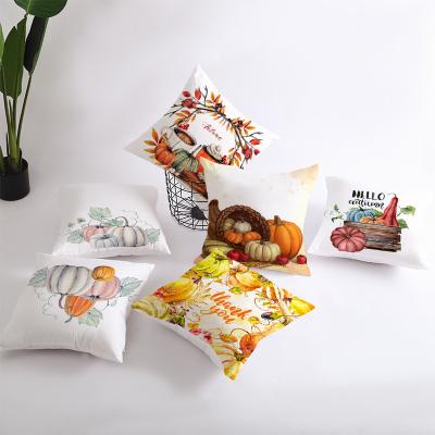 China Border Living Room Anti-Static Sofa Cover Cushion Office Pillow Case Pumpkin Watercolor Thanksgiving Decorative Shape for sale