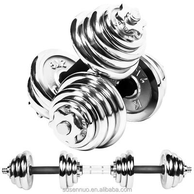 China Durable Standard Free Weights 50 Kg Chrome Kit De Mancuernas 30kg 20kg Barbell And Dumbbells Set Adjustable Dumbbell for sale