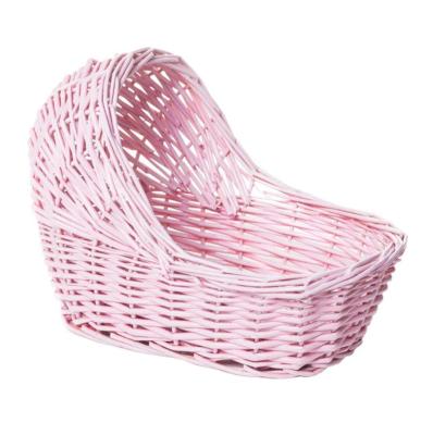 China Europe Wicker Opens Willow Empty Cradle Baby Shower Gift Basket Pink Color Baby Crib Baskets For Gifts for sale