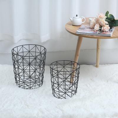 China Viable Nordic Style Metal Debris Storage Bucket Household Laundry Basket Toy Iron Clothes Storage Basket for sale