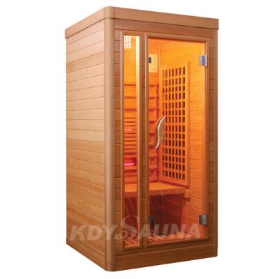 China Computer control panel small far infrared sauna room, mini hemlock sauna greenhouse, wood infrared dry steam sauna cabinet for sale