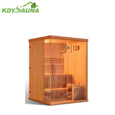 China Computer Control Panel Traditional Wooden Hemlock 2 Person Steam Sauna Room for sale