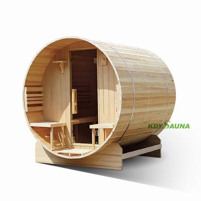 China Computer Control Panel 4-6 People Cedar Outdoor Wood Barrel Saturated Steam Sauna Room for sale