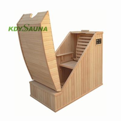 China Portable Mini Half Half Body Wooden Computer Control Panel Hot Hemlock Infrared Home Sauna for sale