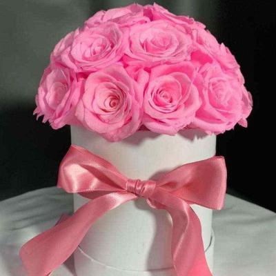 China Recyclable Round Hat Square Velvet Heart Shape Luxury Preserved Roses Flower Box for sale