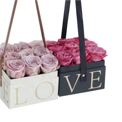 China LOVE Rose Box Square Preserved Flower Eternal Rose Box Gift Box Christmas Decoration Packaging for sale