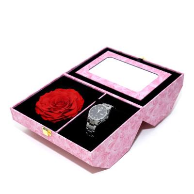 China Wholesale Jewelry Packaging Preserved Roses Jewelry Storage Box Suitcase Gift Jewelry Box Watch Box Preserved Flower Gift Box for sale