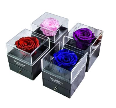 China Rose Jewelry Box Christmas Valentine's Day Fresh-Keeping Real Preserved Perpetual Flower Preserved Rose for sale