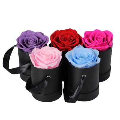 China Wholesale Perpetal Flower Preserved Flowers Preserved Roses Gift Box Rope Mini Holding Bucket Valentine's Day Gift Box Christmas for sale