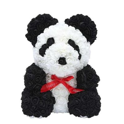 China Red Teddy Rose Bear With Box Floral Foam Pe Teddy Roses Flores Gift 40cm Small Soap Flower Artificial Flower Styrofoam for sale