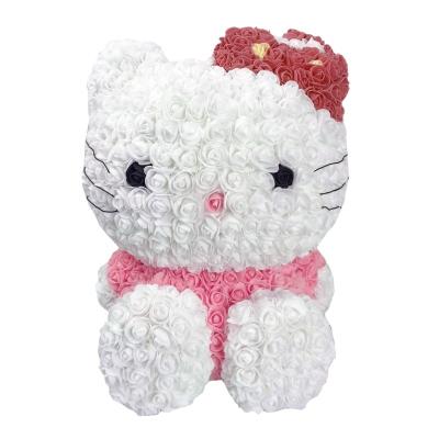 China Wholesale High Quality Foam Plastic Kitty Valentine Mother' S Day Gift Artificial Flower Rose Teddy Bear for sale