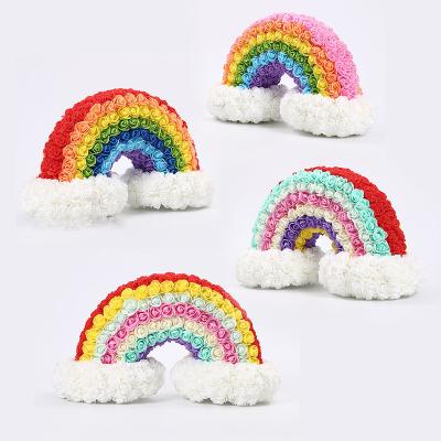 China Plastic Rose Bear Rainbow Eternal Flower Artificial Flower PE Foam Handwork Ornaments Christmas Creative Gifts Wholesale for sale