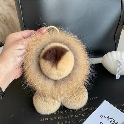 China Rex Rabbit Hair Lion Bag Rex Rabbit Hair Doll Key Chain Hanging Cute Plush Doll Car Key Pendant for sale