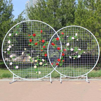 China Wedding Wholesale Cheap Wedding Decoration Decoration Price Round Metal Flower Backdrop Arch Stand for sale