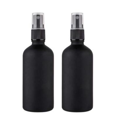 China 4oz 8oz Matt Frost Black Glass Spray Boston Cosmetic Empty Bottles With Fine Mist for sale