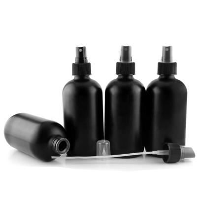 China 240ml Matte Black Glass Mist Sprayer Boston Cosmetic Bottle for sale