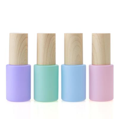 China Macaron Cosmetic Exquisite Color Glass Flat Shoulder Shading Lotion Cosmetic Packing Bottle for sale