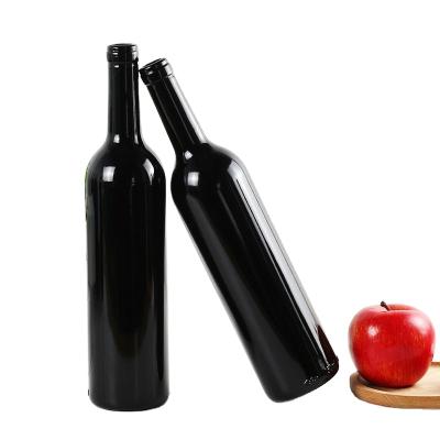 China 750ml High Grade Shine Red Wine Black Empty Glass Bottle Beverage And Bordeaux Bottle for sale