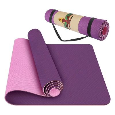 China Eco-friendly Non Slip Eco Friendly Yoga Mats With Strap Band 6mm Workout Mat Two-color Exercise Yoga Mat for sale