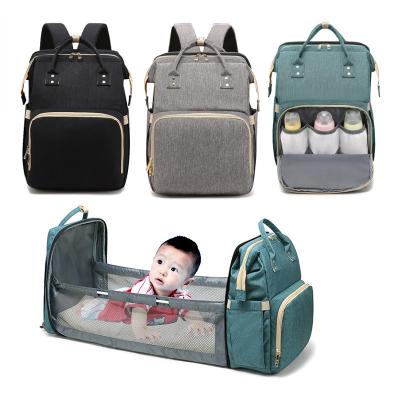 China Other Multi-Functional Baby Hutch Baby Diaper Bag Fashion Diaper Bag Larger Mummy Baby Backpack Travel Portable Diaper Bag With Bed for sale