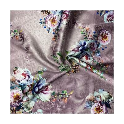 China Hot Sale Shrink-Resistant Digital Printed Breathable Floral Jacquard Fabric For Dresses Curtain for sale