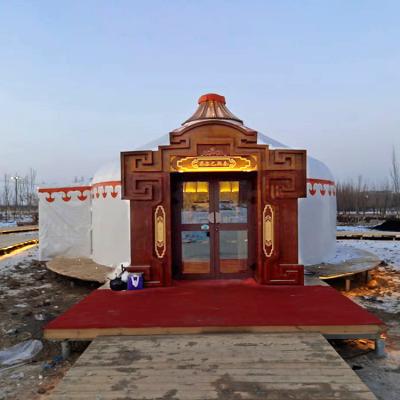 China Diagonal Bracing Type Mobile Mongolian Canada Framed Panel Tradicional Prefab Wooden Yurt Door Kit Wood Structure for sale