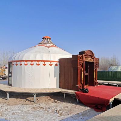 China Diagonal Bracing Type Tradicional Wood Ger 5 M Liner House Felt 10 Meter Traditional Wooden Yurt for sale