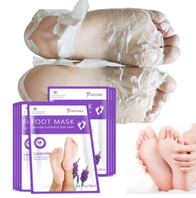 China Dead Skin Exfoilating Private Label Lavender Exfoliating Foot Skin Mask Peeling Foot Mask Foot Mask Peeling for sale