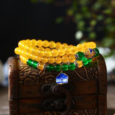 China Vintage Crystal Female Topaz Fashion Woman Jewelry Three Layer Bracelet for sale