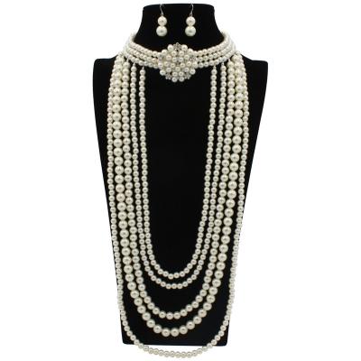 China New Trendy Fashion Accessories Dealing Long Pearl Necklace Sweater Chain Diamond-studded Jewelry for sale