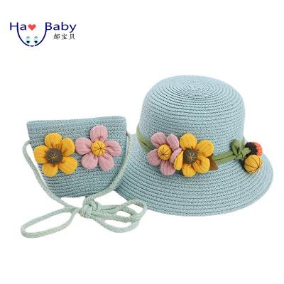 China Straw Hat Princess Kids Beach Brim Hao Baby Summer Girls Sunscreen Sun Wide Brim Straw Hat Foldable Bags for sale