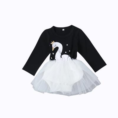 China Hao Baby Swan Print Princess Dress Anti-static Baby Toddler Clothes Summer Children Girls Girl Dress for sale