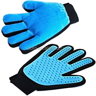 China 2 Viable Viable in 1 Double Sides Pet Glove Grooming Brush Bathing Grooming Finger Gloves with Tips for sale