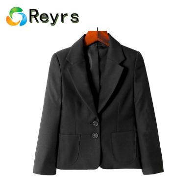 China Reyrs School Recycled Fabric Own Brand Recycled Fabric Design Girls School Uniform Black Blazer For Girl Women Teen Ladies for sale